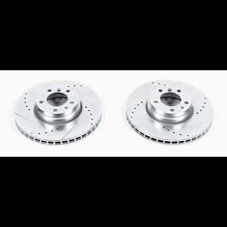 Power Stop drilled and slotted rotors give you the advantages of both drilled holes for cooling and