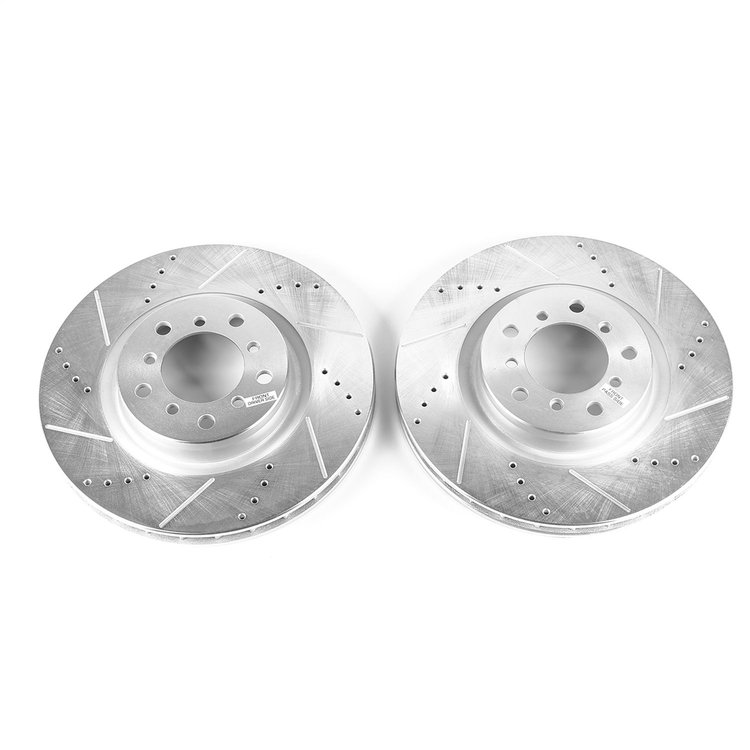 Power Stop drilled and slotted rotors give you the advantages of both drilled holes for cooling and