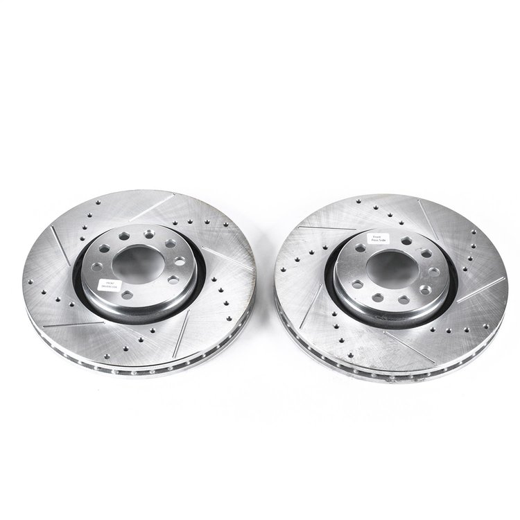 Power Stop drilled and slotted rotors give you the advantages of both drilled holes for cooling and