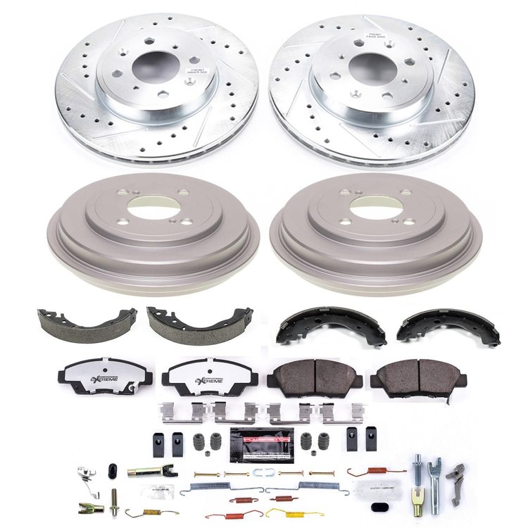 K15246DK-26 Z26 Street Ceramic Brake Pads, Drilled + Slotted Rotors, Drum + Shoe Kit