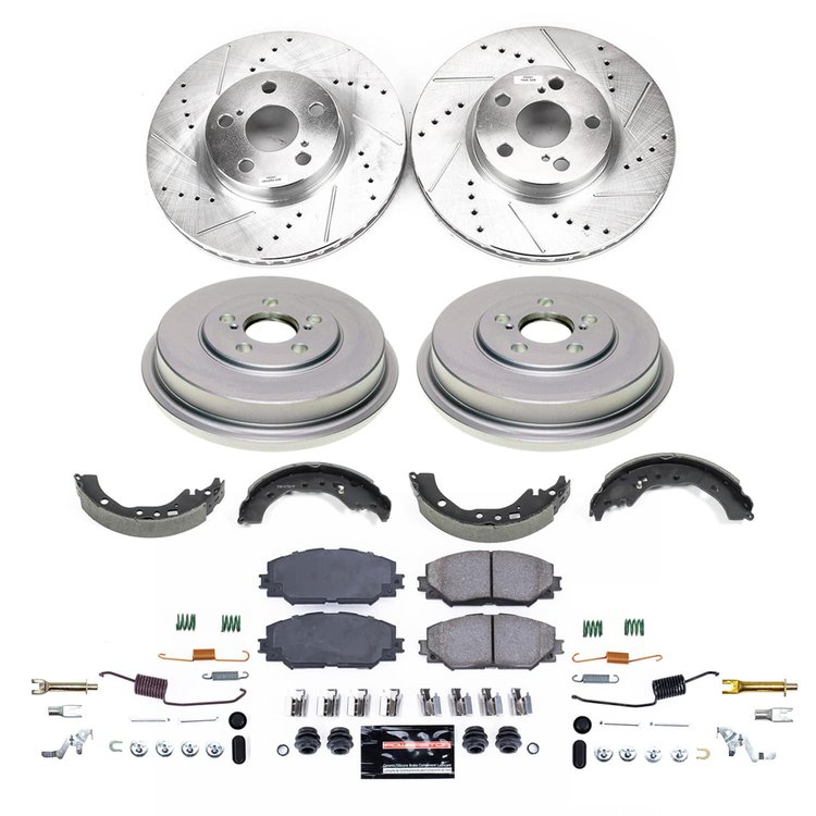 K15259DK Z23 Daily Driver Carbon-Ceramic Pads, Drilled + Slotted Rotors, Drum + Shoe Kit