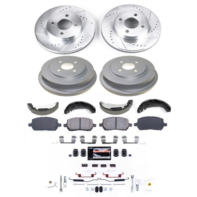 K15421DK Z23 Daily Driver Carbon-Ceramic Pads, Drilled + Slotted Rotors, Drum + Shoe Kit