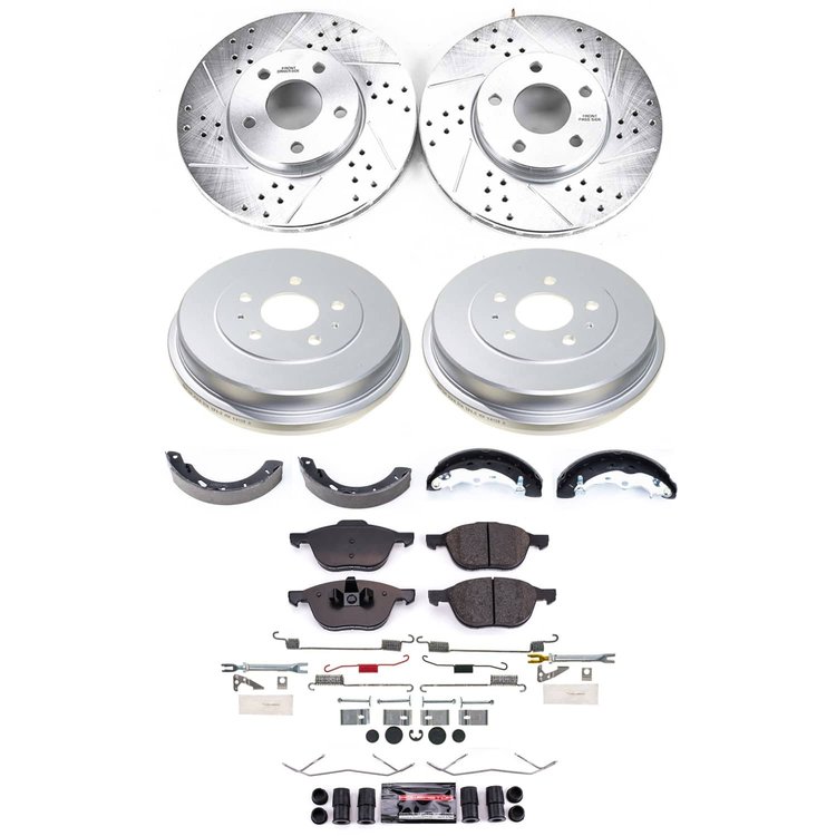 K15485DK Z23 Daily Driver Carbon-Ceramic Pads, Drilled + Slotted Rotors, Drum + Shoe Kit