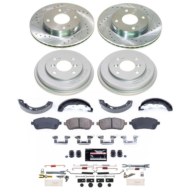 K15486DK Z23 Daily Driver Carbon-Ceramic Pads, Drilled + Slotted Rotors, Drum + Shoe Kit