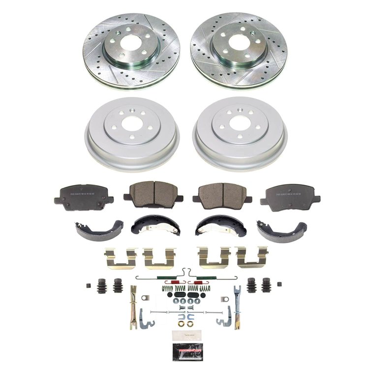K15487DK Z23 Daily Driver Carbon-Ceramic Pads, Drilled + Slotted Rotors, Drum + Shoe Kit
