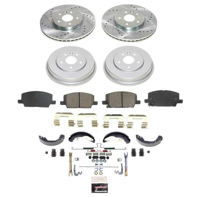 K15489DK Z23 Daily Driver Carbon-Ceramic Pads, Drilled + Slotted Rotors, Drum + Shoe Kit