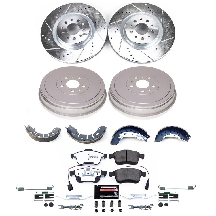 K15491DK-36 Z36 Truck Ceramic Brake Pads, Drilled + Slotted Rotors, Drum + Shoe Kit