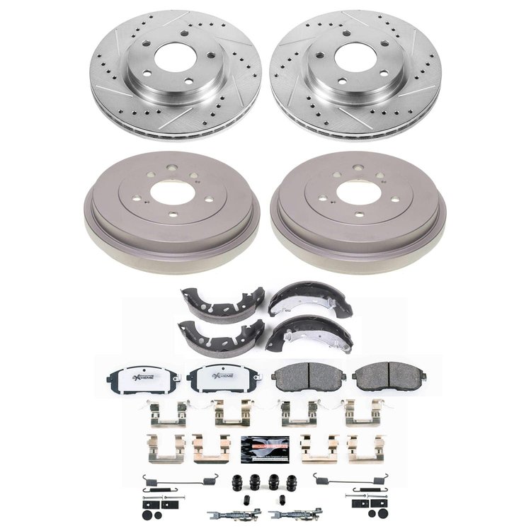 K15493DK-26 Z26 Street Ceramic Brake Pads, Drilled + Slotted Rotors, Drum + Shoe Kit
