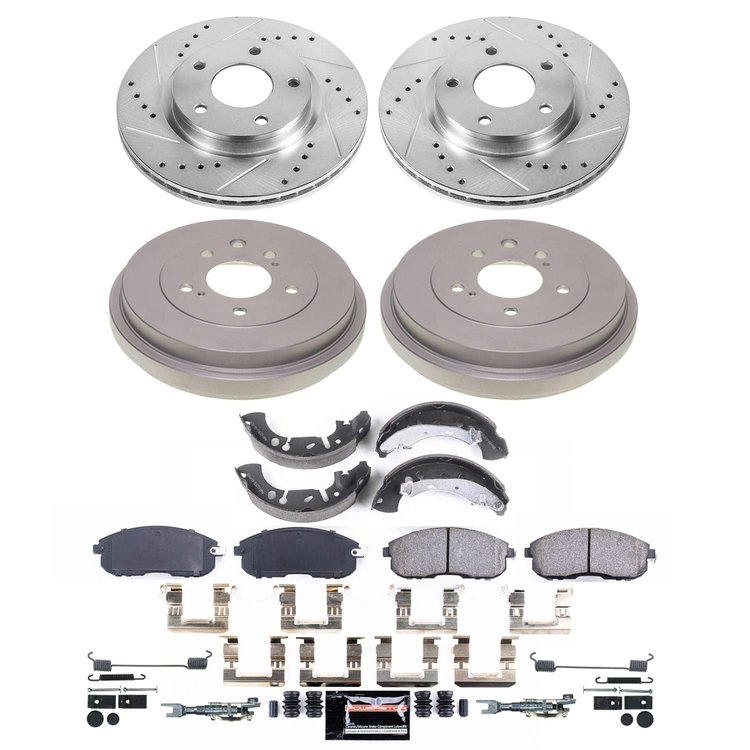 K15493DK Z23 Daily Driver Carbon-Ceramic Pads, Drilled + Slotted Rotors, Drum + Shoe Kit