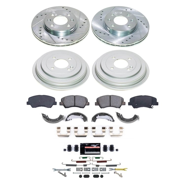 K15494DK Z23 Daily Driver Carbon-Ceramic Pads, Drilled + Slotted Rotors, Drum + Shoe Kit