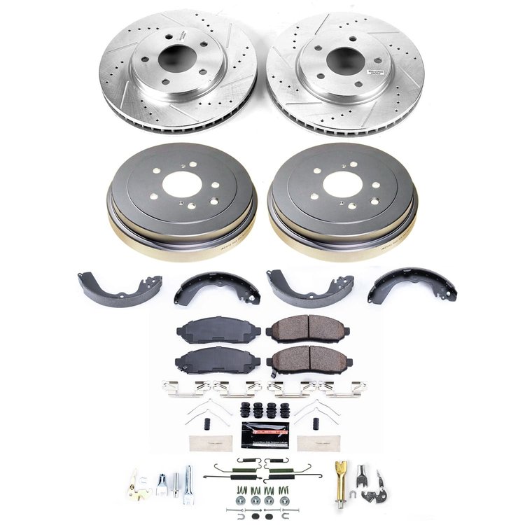 K15496DK Z23 Daily Driver Carbon-Ceramic Pads, Drilled + Slotted Rotors, Drum + Shoe Kit