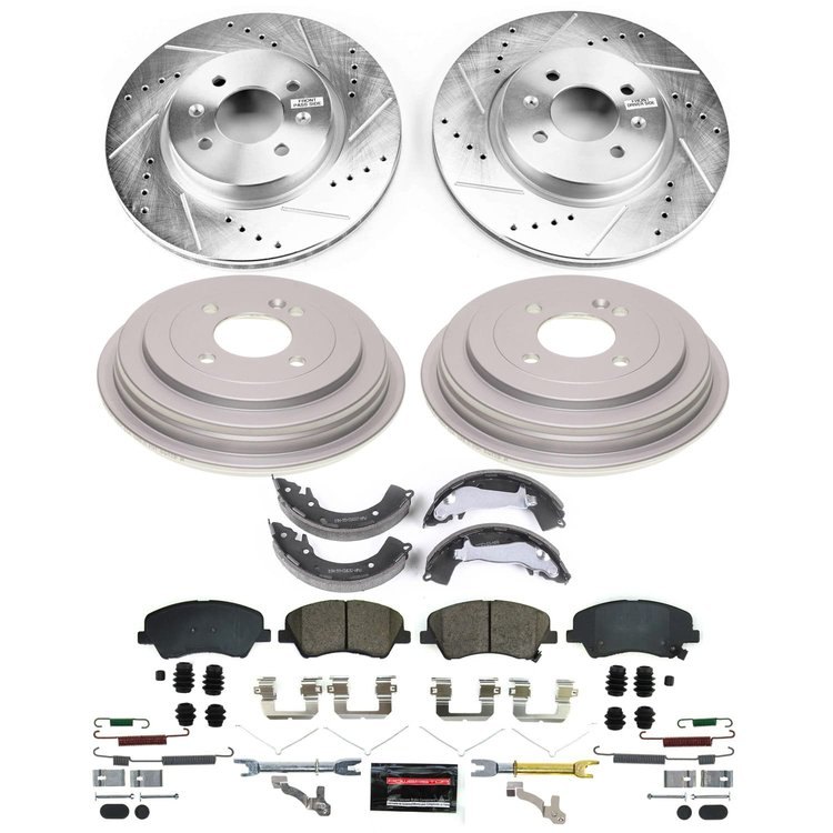 K15499DK-36 Z36 Truck Ceramic Brake Pads, Drilled + Slotted Rotors, Drum + Shoe Kit