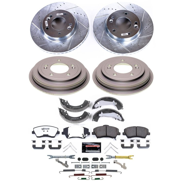K15502DK Z23 Daily Driver Carbon-Ceramic Pads, Drilled + Slotted Rotors, Drum + Shoe Kit