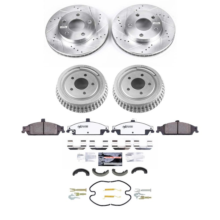 K15505DK Z23 Daily Driver Carbon-Ceramic Pads, Drilled + Slotted Rotors, Drum + Shoe Kit
