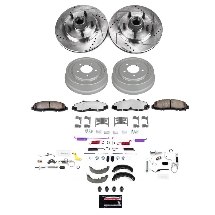 K15506DK-36 Z36 Truck Ceramic Brake Pads, Drilled + Slotted Rotors, Drum + Shoe Kit