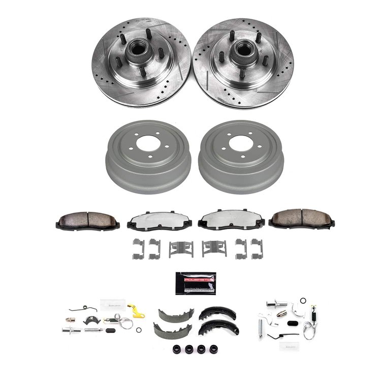 K15506DK Z23 Daily Driver Carbon-Ceramic Pads, Drilled + Slotted Rotors, Drum + Shoe Kit