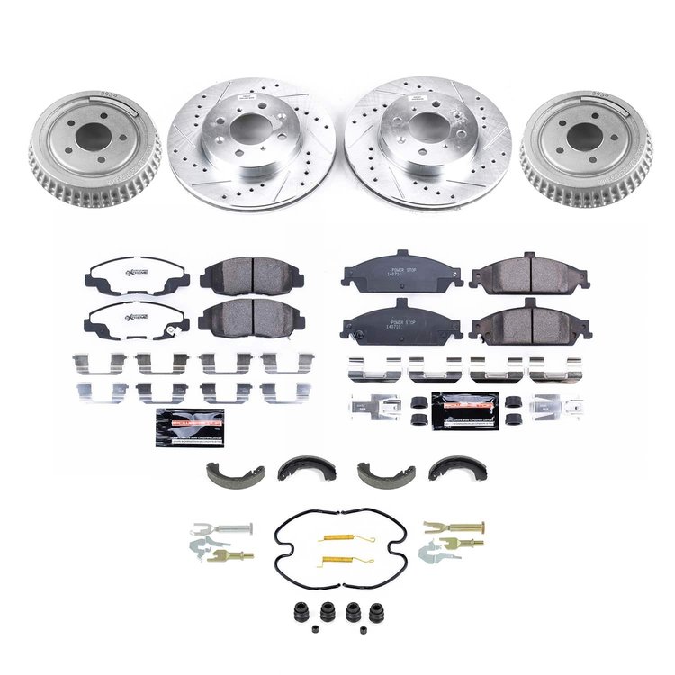 K15507DK-26 Z26 Street Ceramic Brake Pads, Drilled + Slotted Rotors, Drum + Shoe Kit