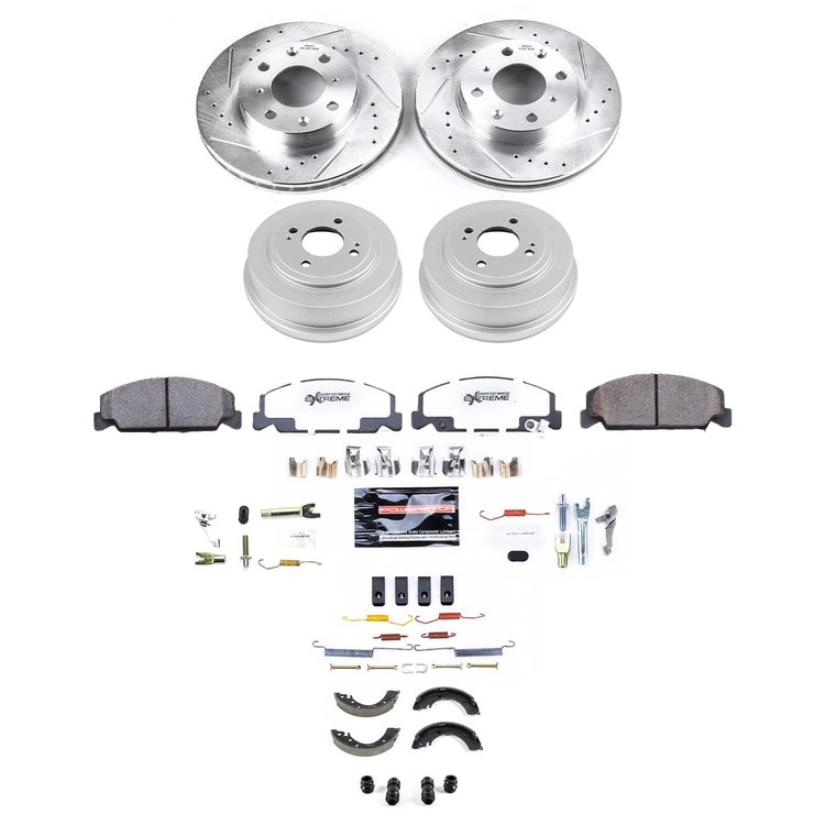 K15508DK-26 Z26 Street Ceramic Brake Pads, Drilled + Slotted Rotors, Drum + Shoe Kit