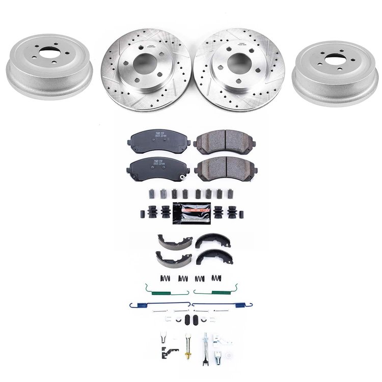 K15534DK Z23 Daily Driver Carbon-Ceramic Pads, Drilled + Slotted Rotors, Drum + Shoe Kit