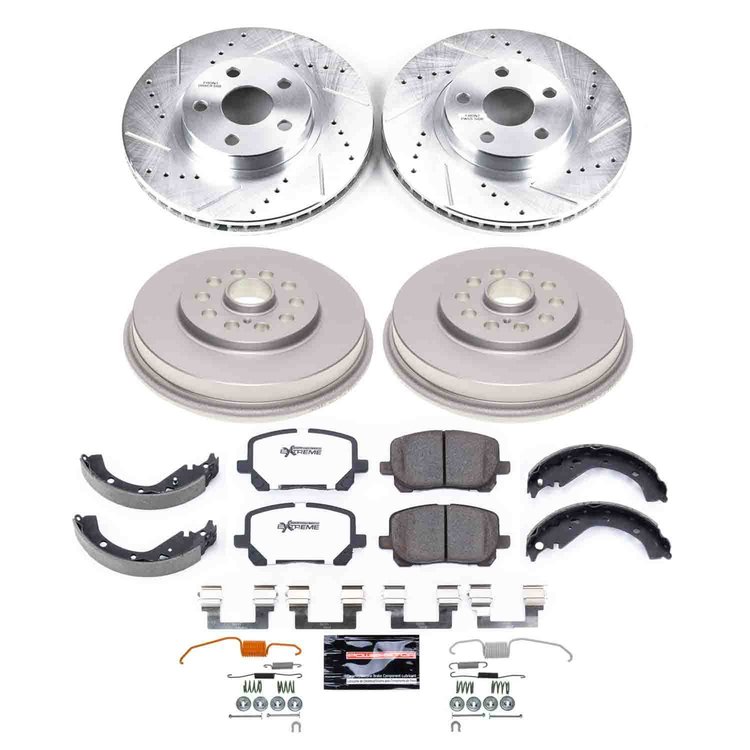K15536DK Z23 Daily Driver Carbon-Ceramic Pads, Drilled + Slotted Rotors, Drum + Shoe Kit
