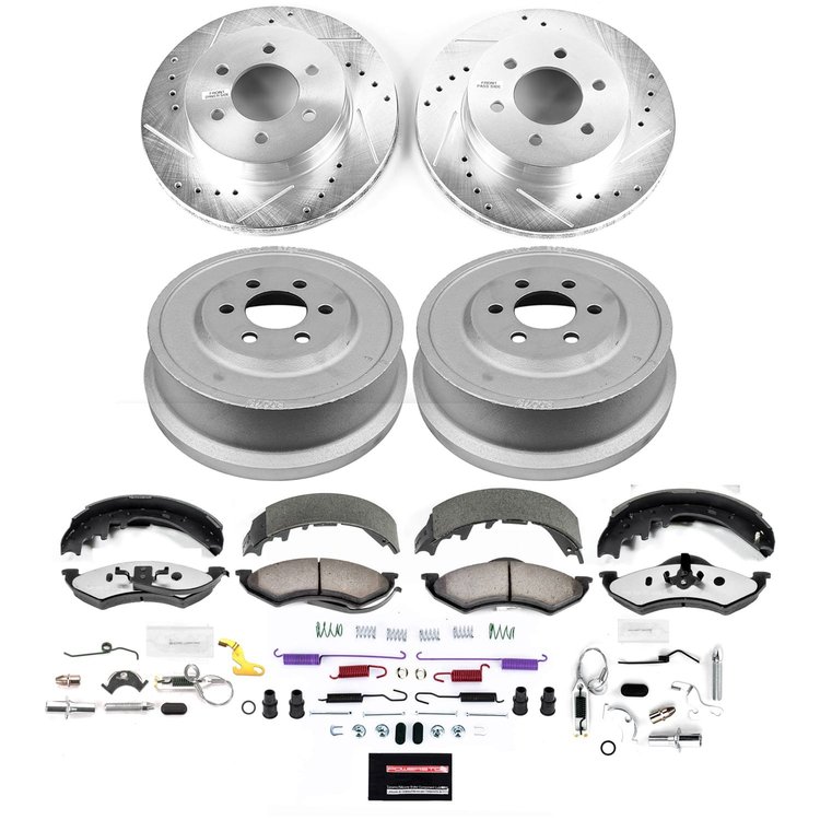 K15540DK-36 Z36 Truck Ceramic Brake Pads, Drilled + Slotted Rotors, Drum + Shoe Kit