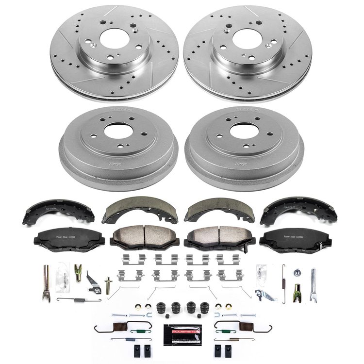 K15541DK-36 Z36 Truck Ceramic Brake Pads, Drilled + Slotted Rotors, Drum + Shoe Kit