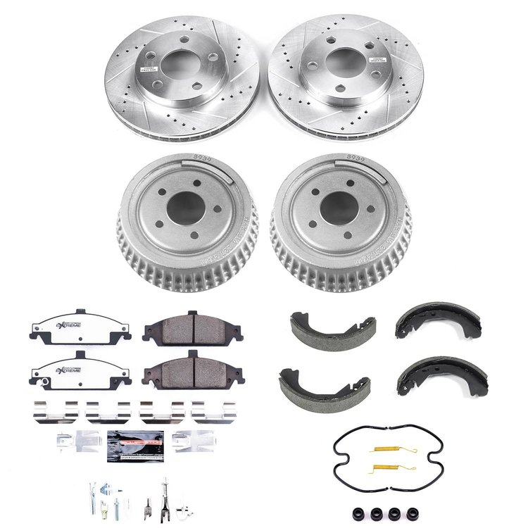 K15542DK-26 Z26 Street Ceramic Brake Pads, Drilled + Slotted Rotors, Drum + Shoe Kit