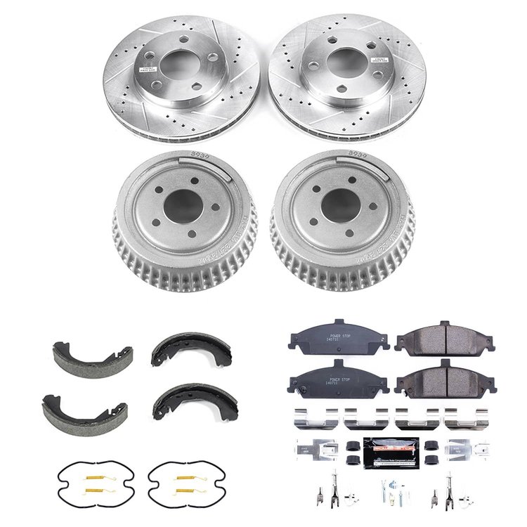 K15542DK Z23 Daily Driver Carbon-Ceramic Pads, Drilled + Slotted Rotors, Drum + Shoe Kit