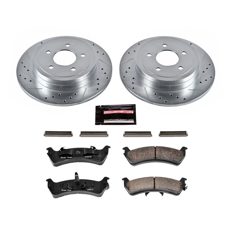 Performance Brake Upgrade Kit Rear Incl. Silver Zinc Plated Cross-Drilled And Slotted Rotors w/Z16 Ceramic Scorched Brake Pads