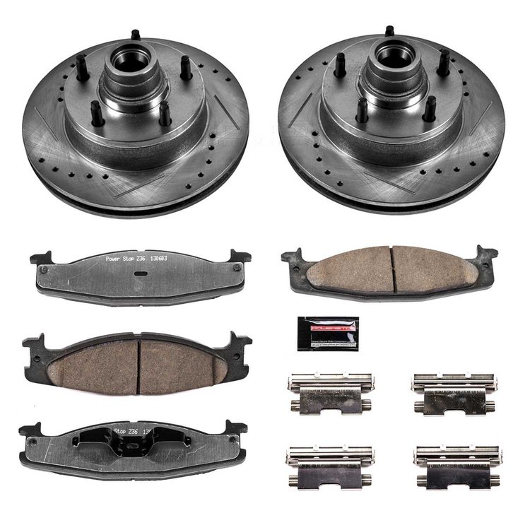 Heavy Duty Truck And Tow Brake Kit; Front; Incl. Silver Zinc Plated Cross-Drilled And Slotted Rotors