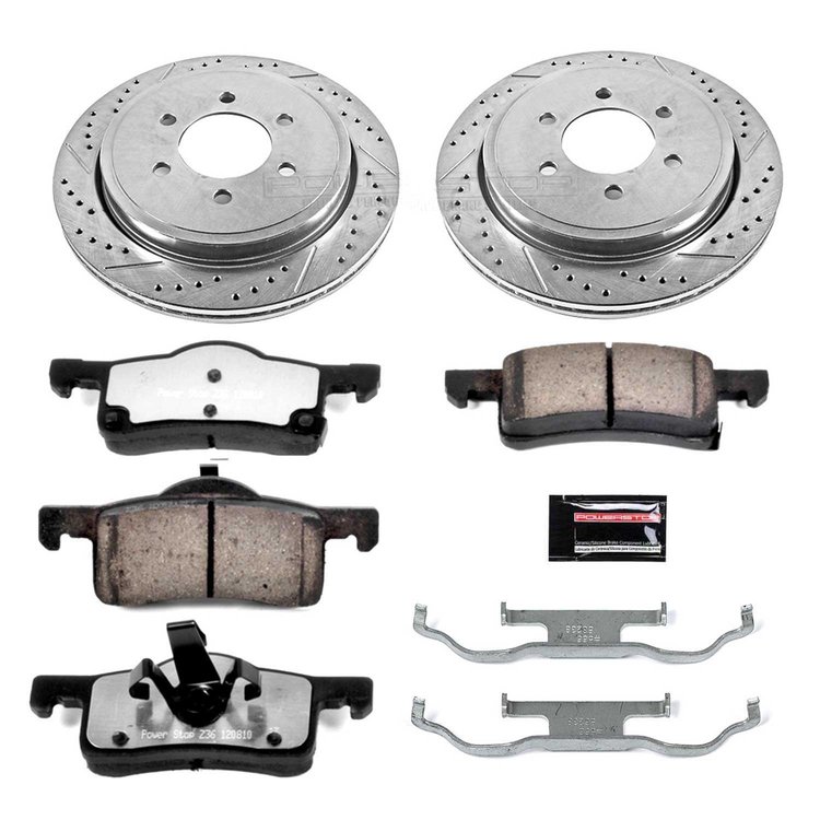 Truck and Towing Z36 Brake Pad & Rotor Kit Cross-Drilled and Slotted Rotors Z36 Carbon Ceramic Brake Pads Complete Rear Kit