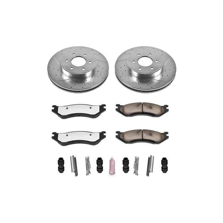 Heavy Duty Truck And Tow Brake Kit; Front; Incl. Silver Zinc Plated Cross-Drilled And Slotted Rotors