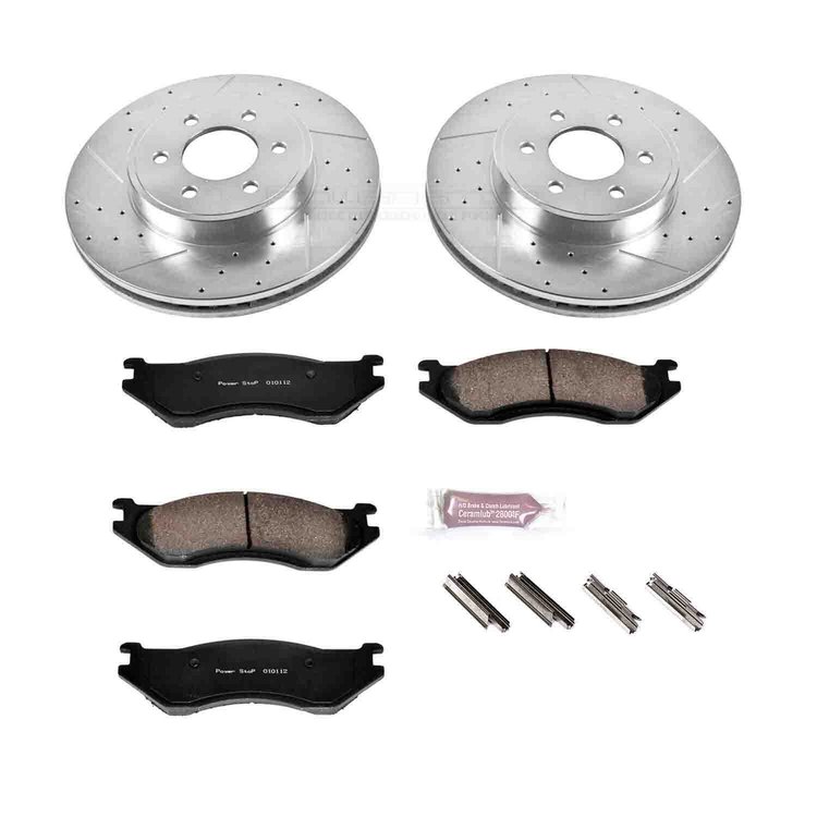 Performance Brake Upgrade Kit Front Incl. Silver Zinc Plated Cross-Drilled And Slotted Rotors w/Z16 Ceramic Scorched Brake Pads