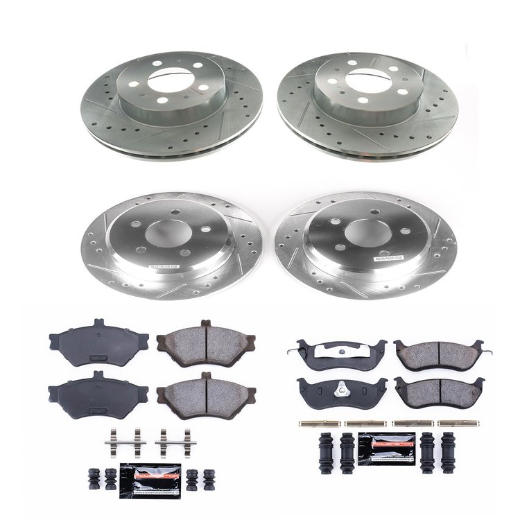 High Performance Z16 Brake Pad & Rotor Kit Cross-Drilled & Slotted Rotors