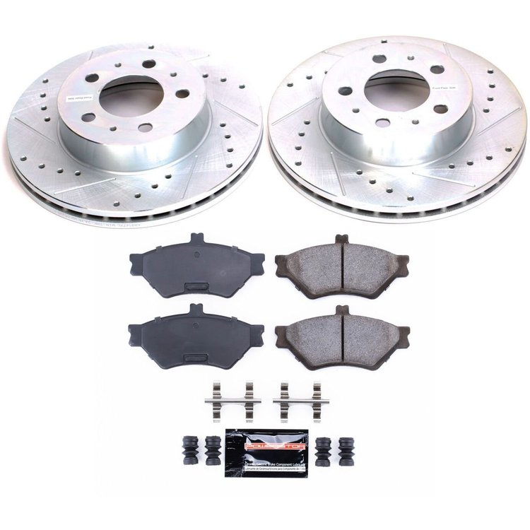 Performance Brake Upgrade Kit Front Incl. Silver Zinc Plated Cross-Drilled And Slotted Rotors w/Z16 Ceramic Scorched Brake Pads
