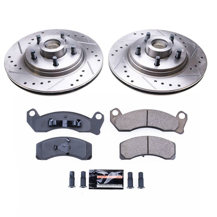 Performance Brake Upgrade Kit Front Incl. Silver Zinc Plated Cross-Drilled And Slotted Rotors w/Z16 Ceramic Scorched Brake Pads