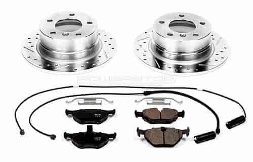 Performance Brake Upgrade Kit Rear Incl. Silver Zinc Plated Cross-Drilled And Slotted Rotors w/Z16 Ceramic Scorched Brake Pads