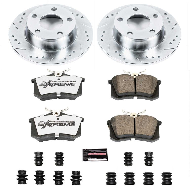 Street Warrior Brake Upgrade Kit Cross-Drilled and Slotted Rotors Z26 Extreme Street Performance Brake Pads Complete Rear Kit