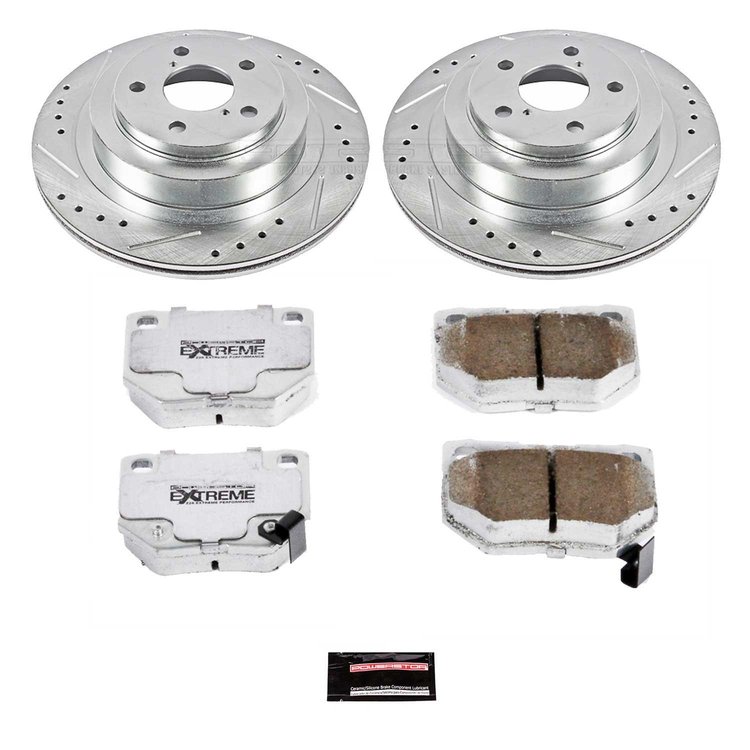 Street Warrior Brake Upgrade Kit Cross-Drilled and Slotted Rotors Z26 Extreme Street Performance Brake Pads Complete Rear Kit
