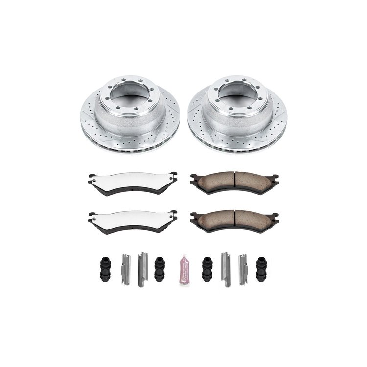 Truck and Towing Z36 Brake Pad & Rotor Kit Cross-Drilled and Slotted Rotors Z36 Carbon Ceramic Brake Pads Complete Rear Kit