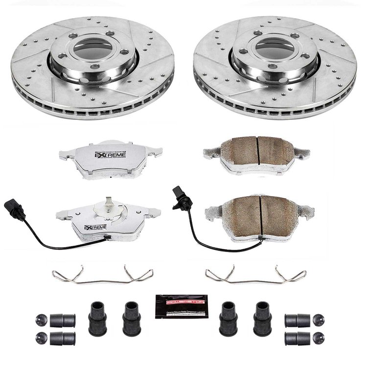 Street Warrior Brake Upgrade Kit Cross-Drilled and Slotted Rotors Z26 Extreme Street Performance Brake Pads Complete Front Kit