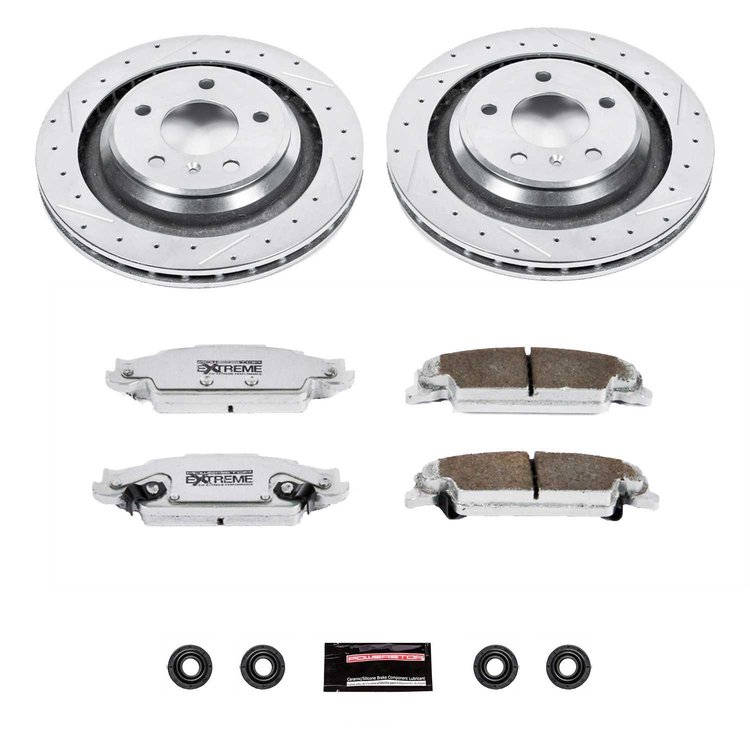 Street Warrior Brake Upgrade Kit Cross-Drilled and Slotted Rotors Z26 Extreme Street Performance Brake Pads Complete Rear Kit