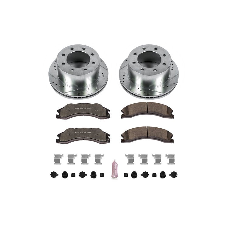 Truck and Towing Z36 Brake Pad & Rotor Kit Cross-Drilled and Slotted Rotors Z36 Carbon Ceramic Brake Pads Complete Rear Kit