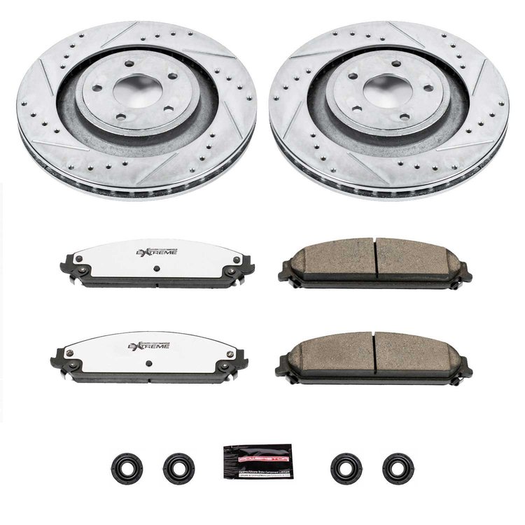 Street Warrior Brake Upgrade Kit Cross-Drilled and Slotted Rotors Z26 Extreme Street Performance Brake Pads Complete Front Kit
