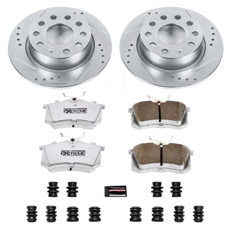 Street Warrior Brake Upgrade Kit Cross-Drilled and Slotted Rotors Z26 Extreme Street Performance Brake Pads Complete Rear Kit