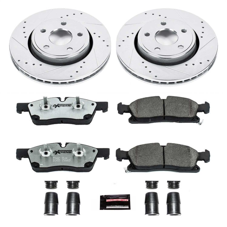 Street Warrior Brake Upgrade Kit Cross-Drilled and Slotted Rotors Z26 Extreme Street Performance Brake Pads Complete Front Kit