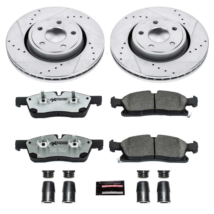 Street Warrior Brake Upgrade Kit Cross-Drilled and Slotted Rotors Z26 Extreme Street Performance Brake Pads Complete Front Kit