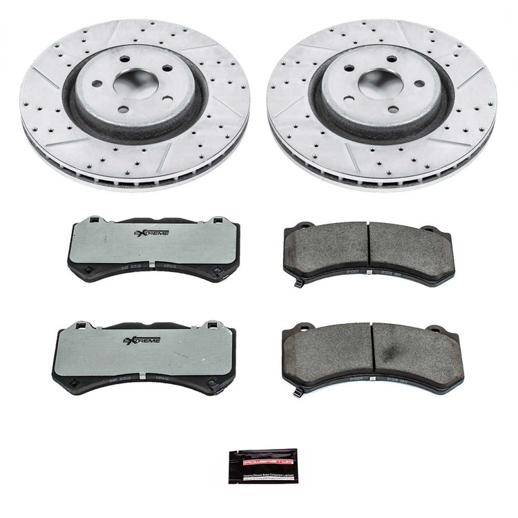 Street Warrior Brake Upgrade Kit Cross-Drilled and Slotted Rotors Z26 Extreme Street Performance Brake Pads Complete Front Kit