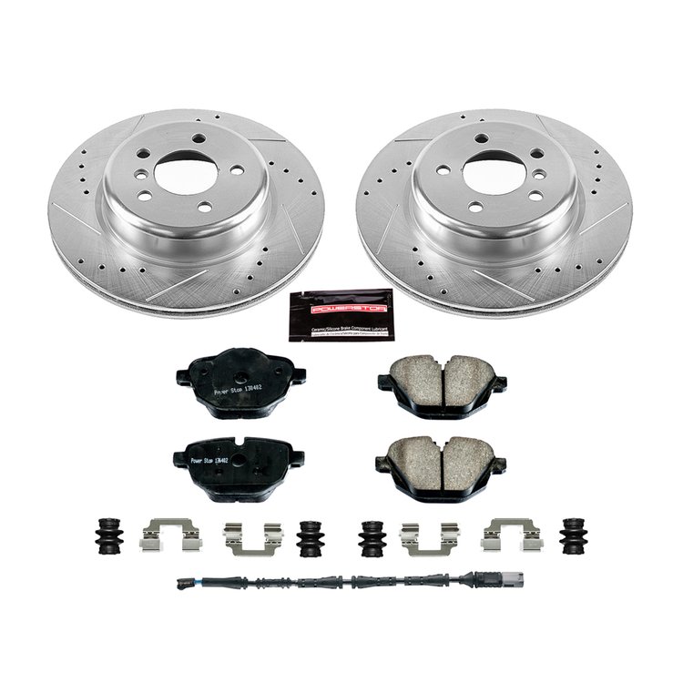 Rear Carbon-Fiber Ceramic Brake Pad & Slotted Rotor Kit for 2011-2016 BMW 5 Series