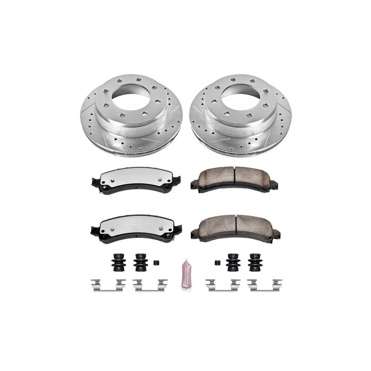 Truck and Towing Z36 Brake Pad & Rotor Kit Cross-Drilled and Slotted Rotors Z36 Carbon Ceramic Brake Pads Complete Rear Kit